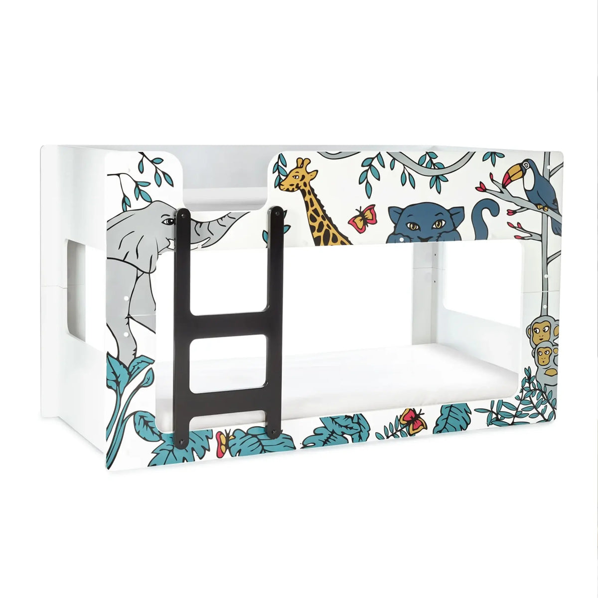Safari White and Blue Wooden Bunk Bed
