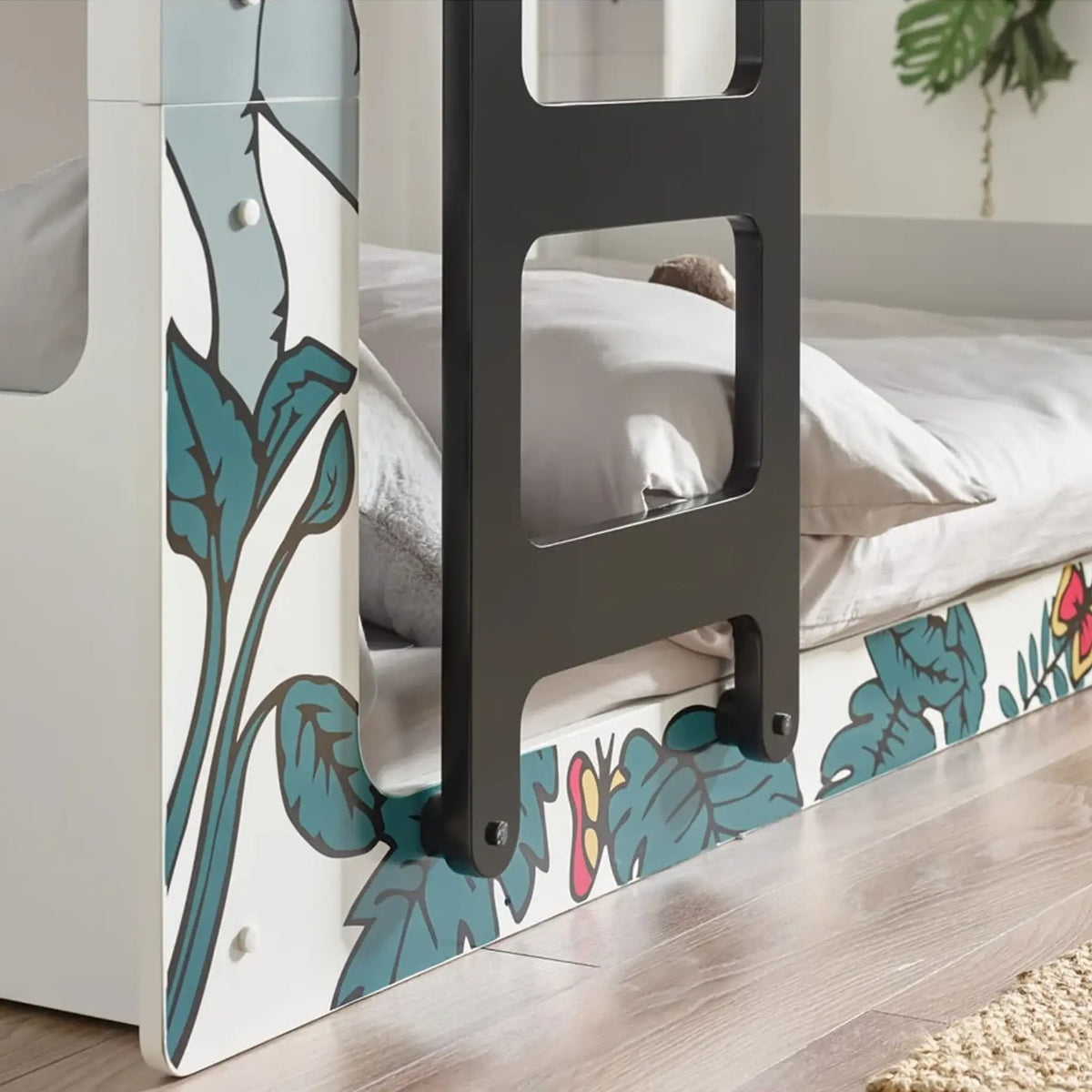 Safari White and Blue Wooden Bunk Bed