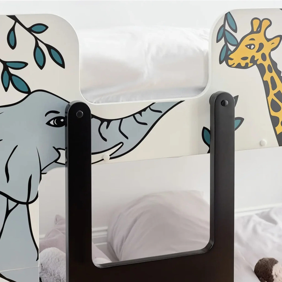 Safari White and Blue Wooden Bunk Bed