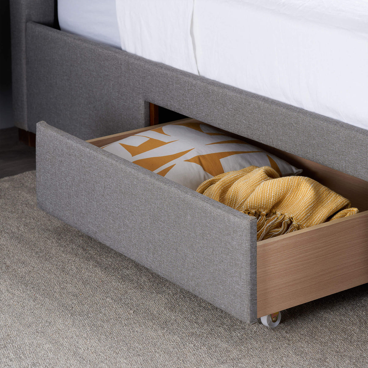 Shelby Grey Fabric Bed