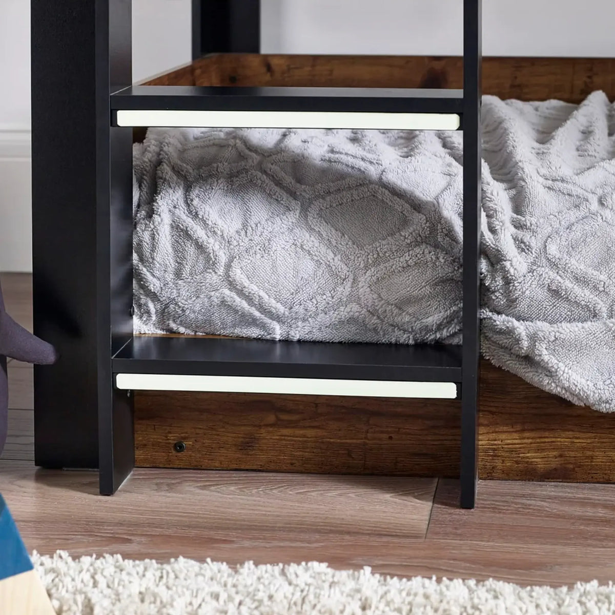 Solomon Brown and Black Wooden Bunk Bed