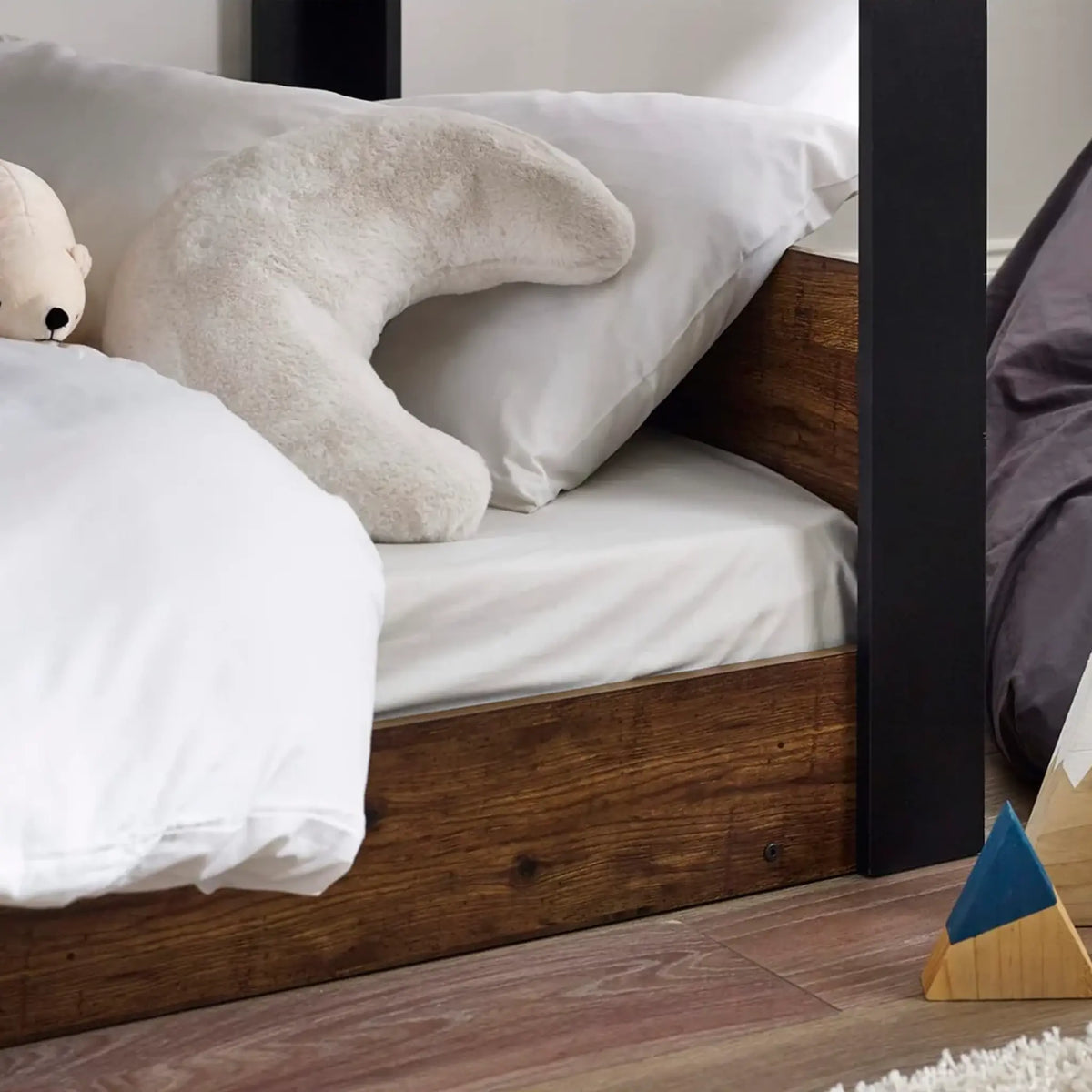 Solomon Brown and Black Wooden Bunk Bed