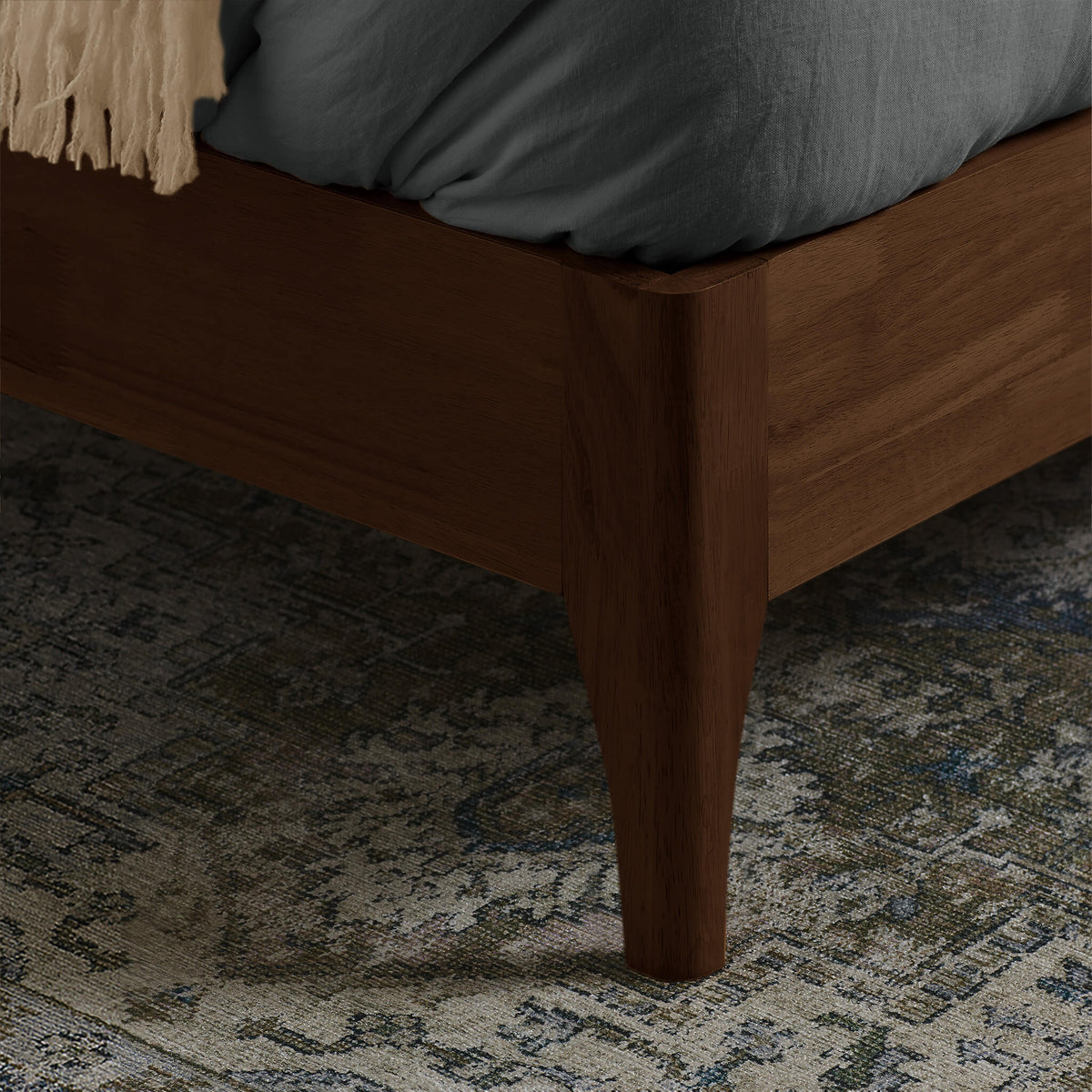 Halfden Boucle and Wooden Bed Grey
