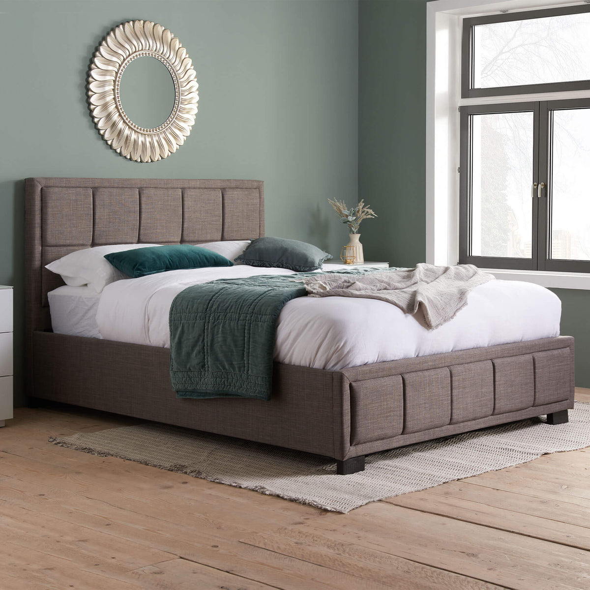Hannover Grey Fabric Ottoman Bed Frame