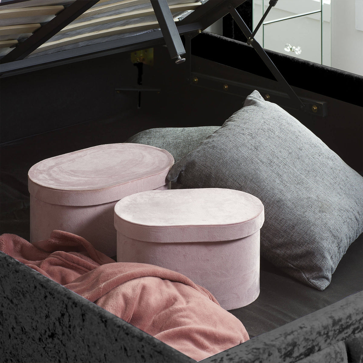 hannover ottoman bed black open