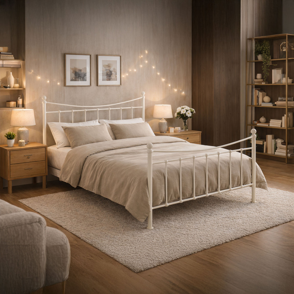 Havana Ivory Metal Bed Frame
