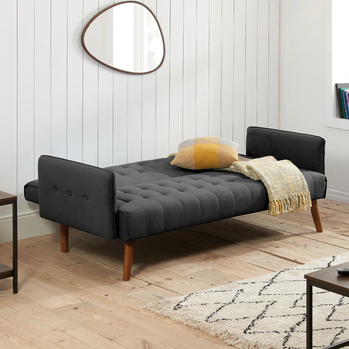 Hudson Dark Grey Upholstered Sofa Bed