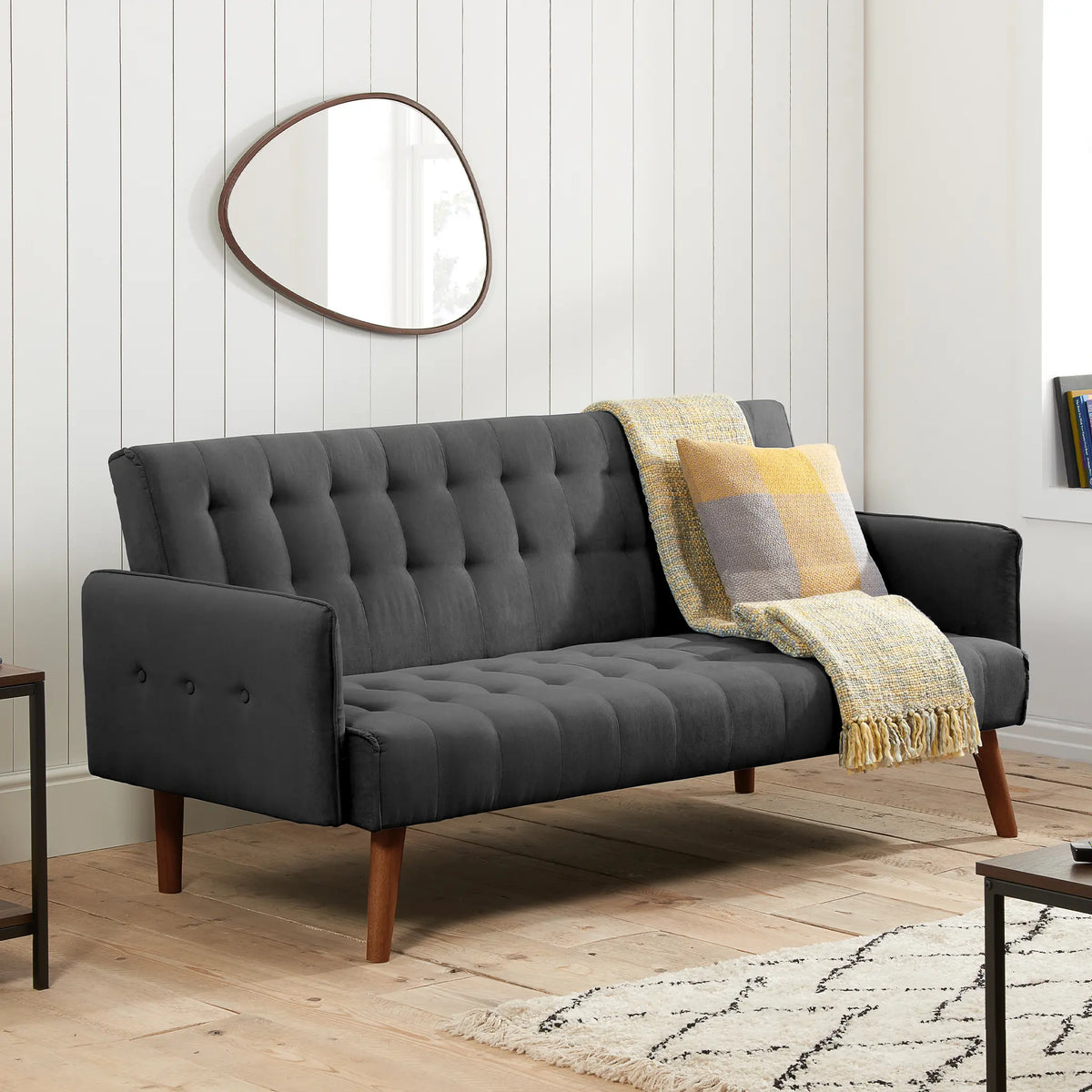 Hudson Dark Grey Upholstered Sofa Bed