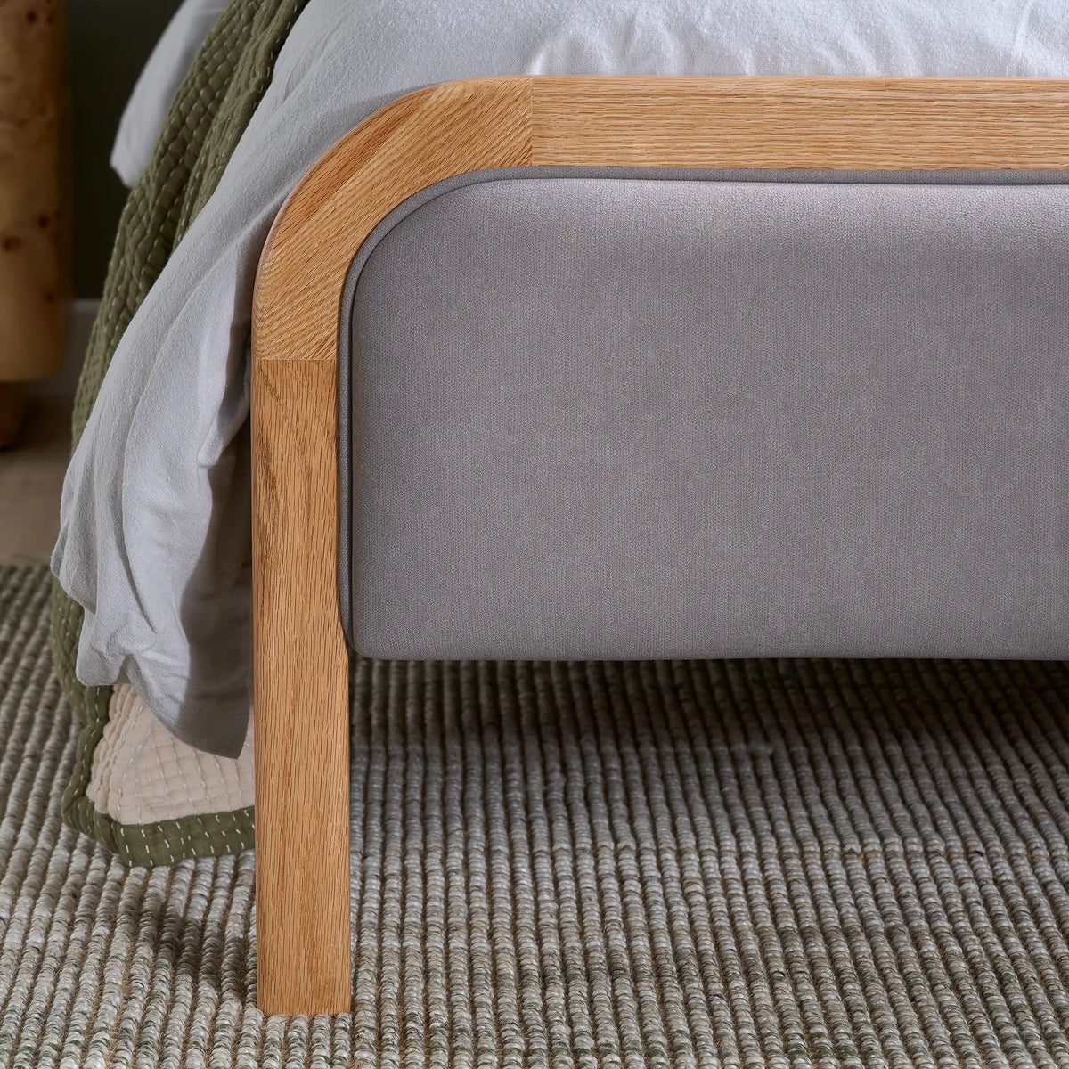 Liana Grey Upholstered Oak Bed