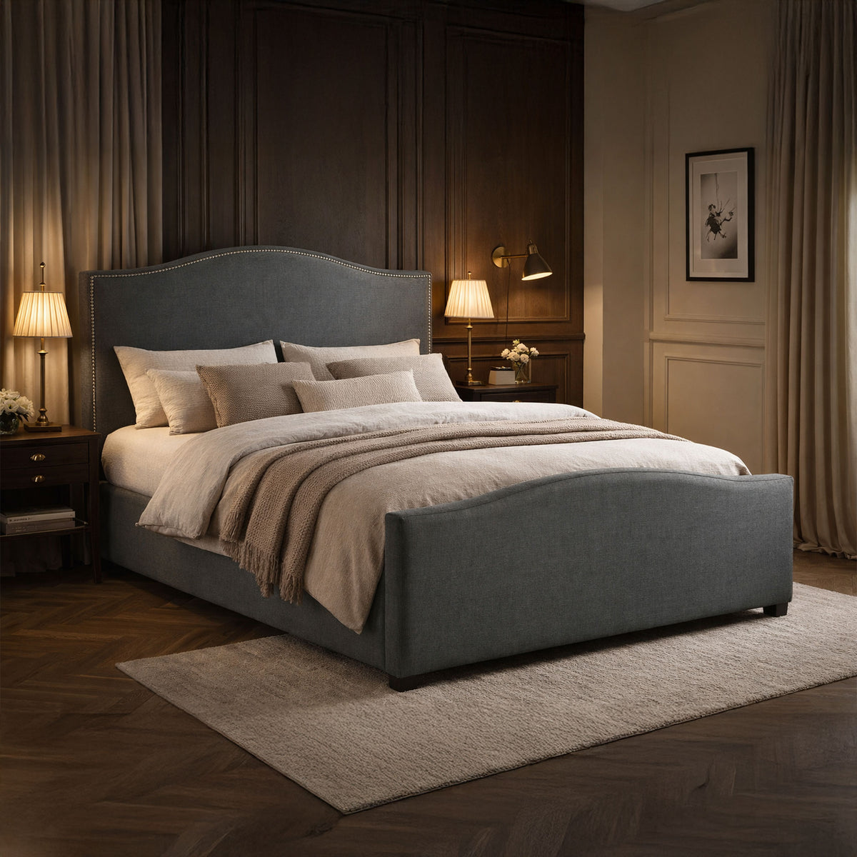 Lisbon Grey Fabric Ottoman Bed Frame