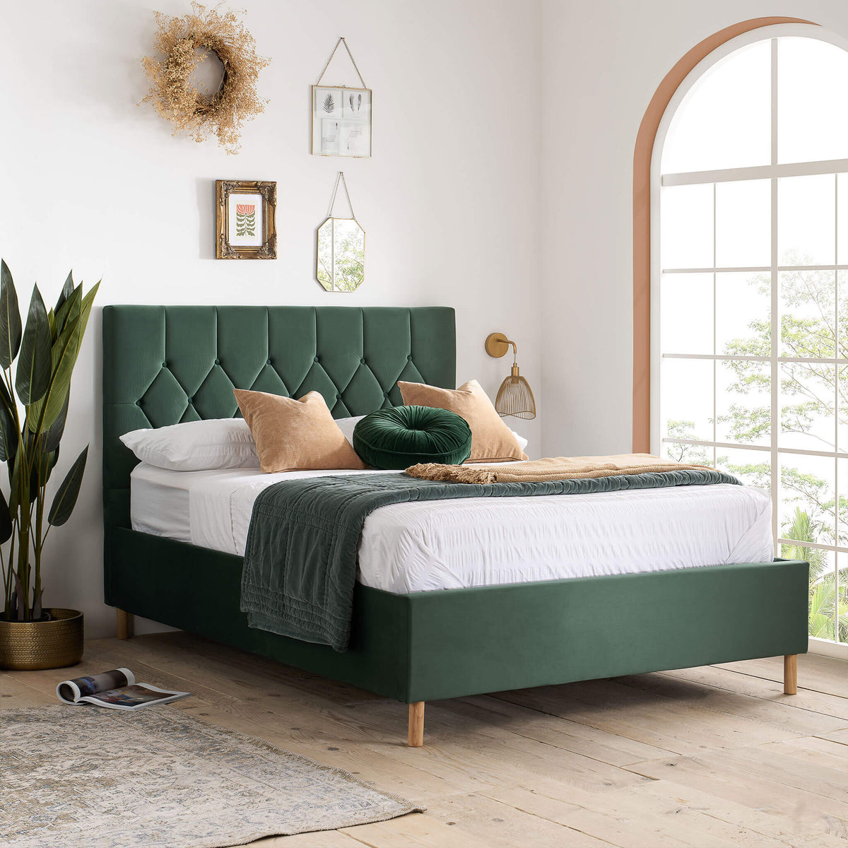 Loxley Ottoman Fabric Bed Green