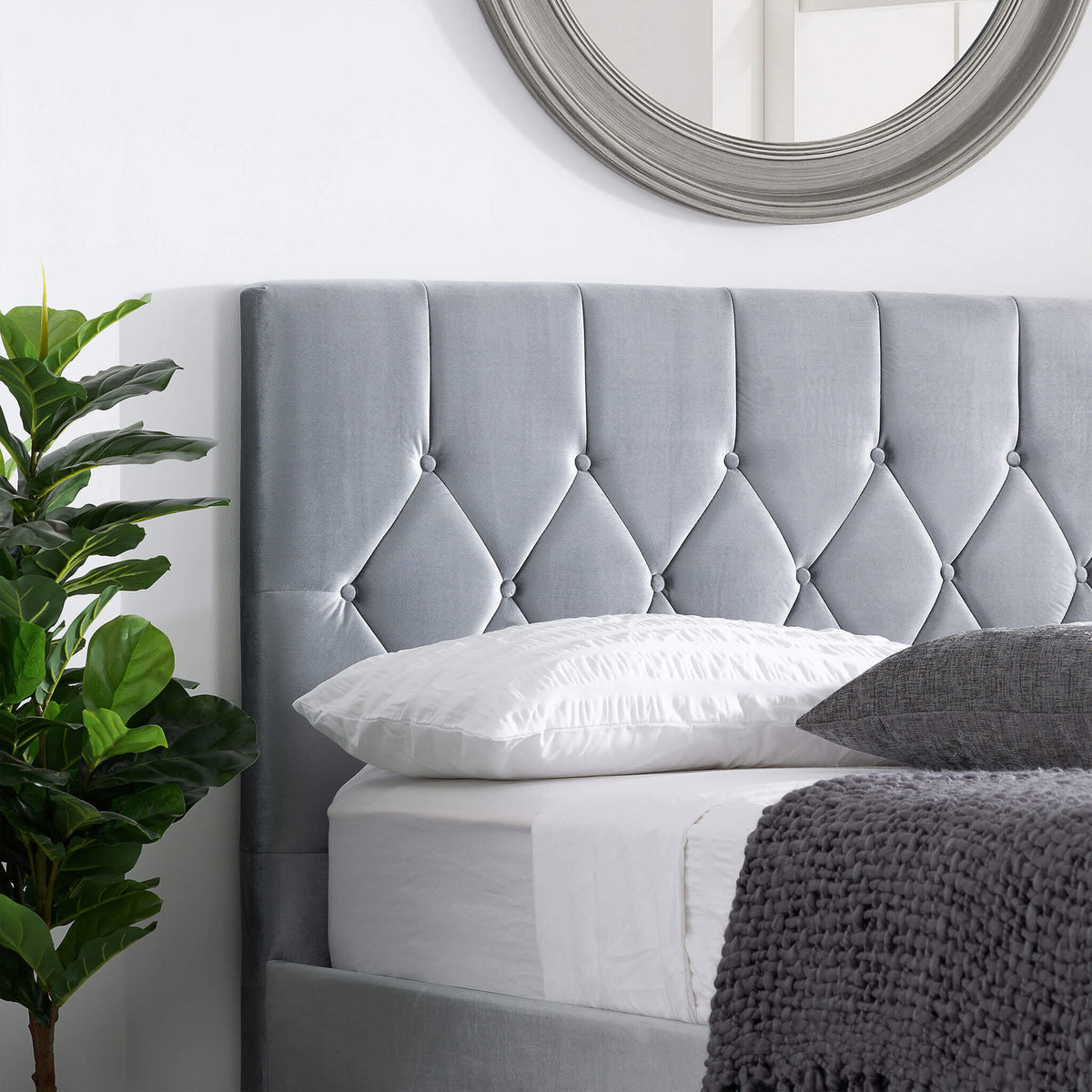 Loxley Fabric Bed Grey