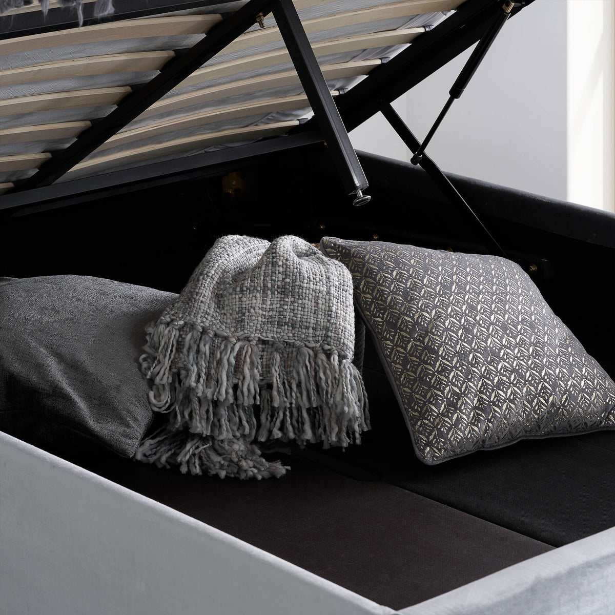 Loxley Ottoman Fabric Bed Grey
