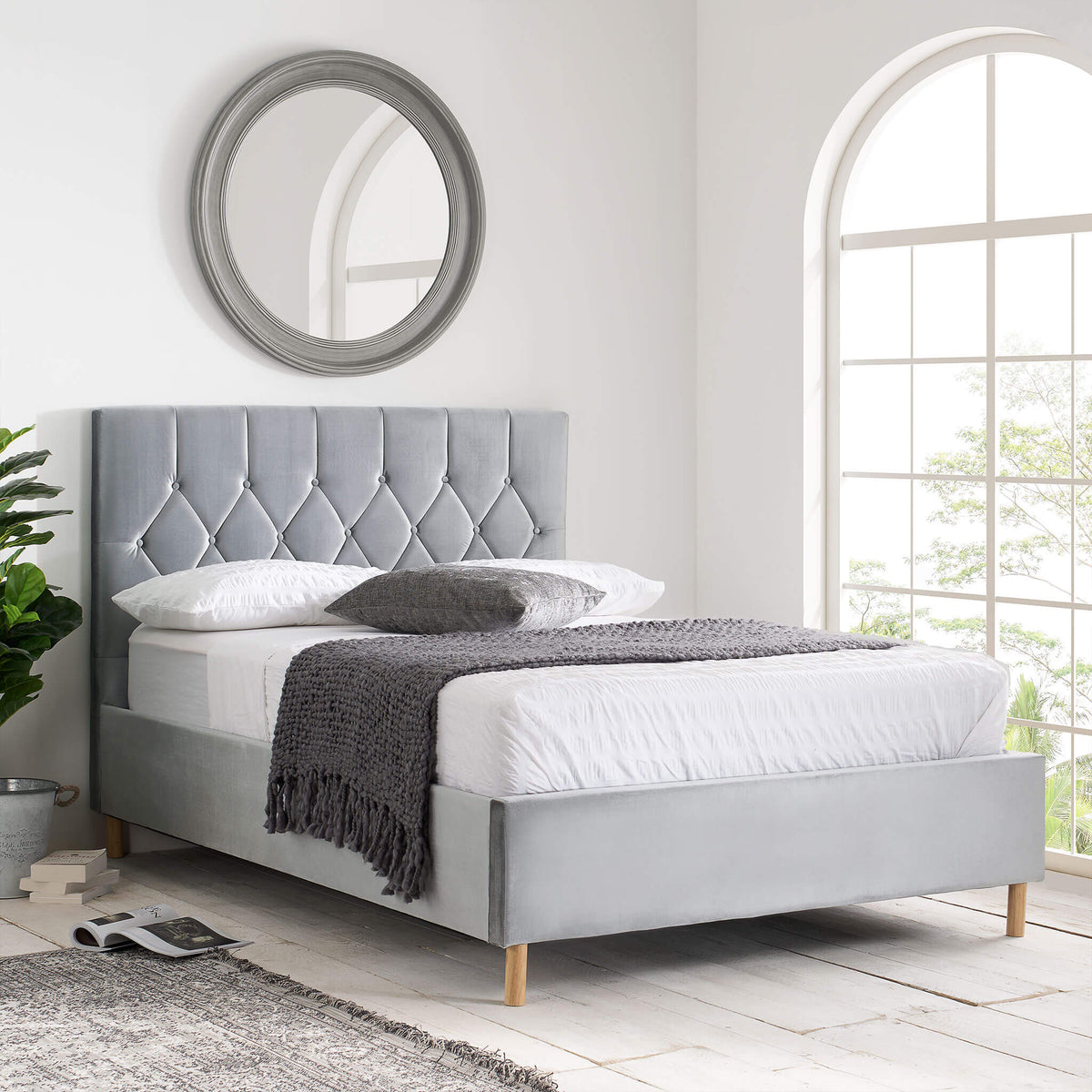 Loxley Ottoman Fabric Bed Grey
