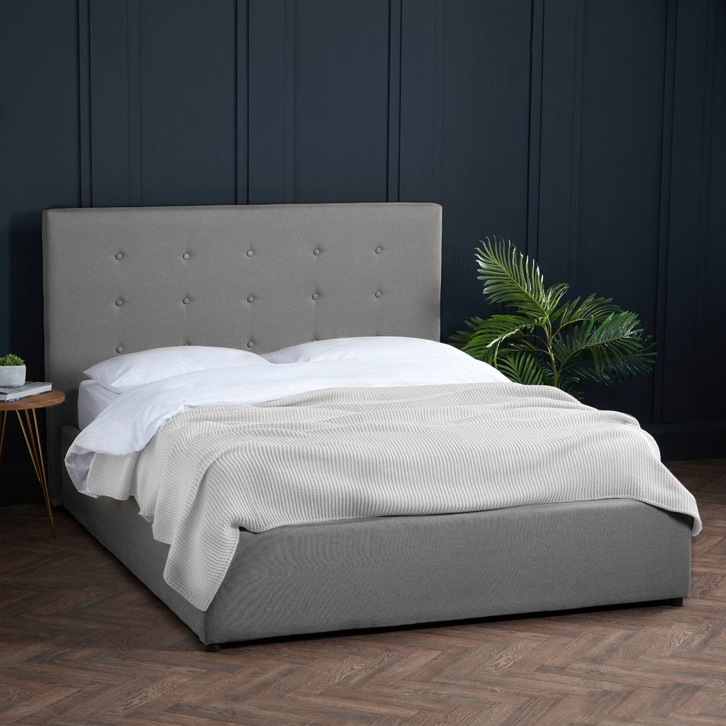 Lucca Upholstered Ottoman Grey Bed