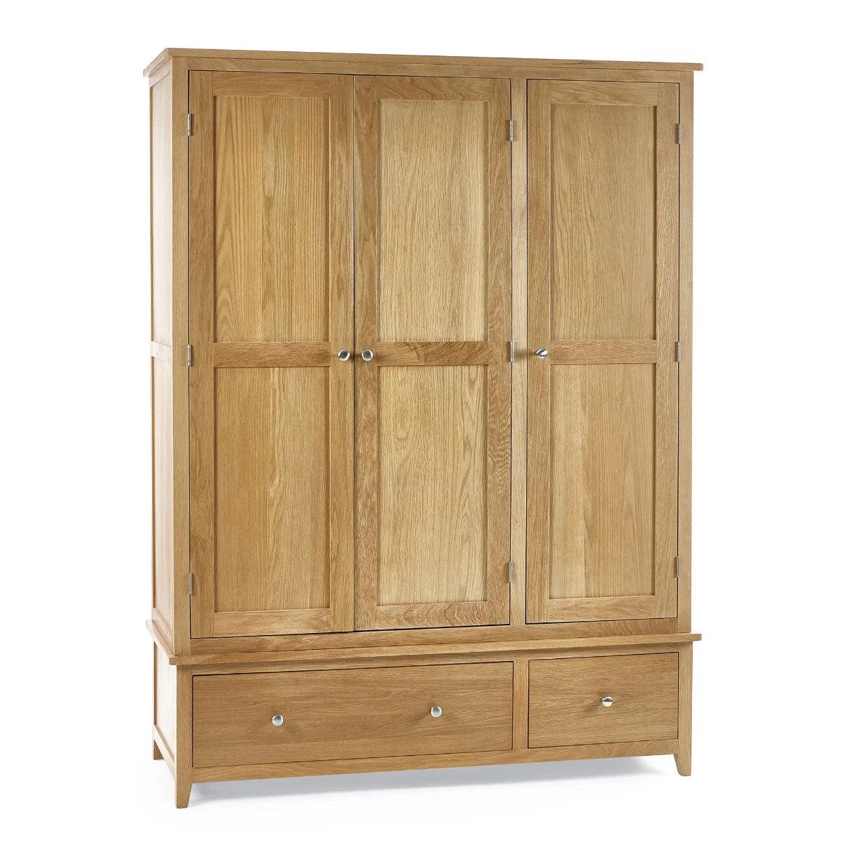 Mallory 3-Door Oak Wardrobe – front view on plain background