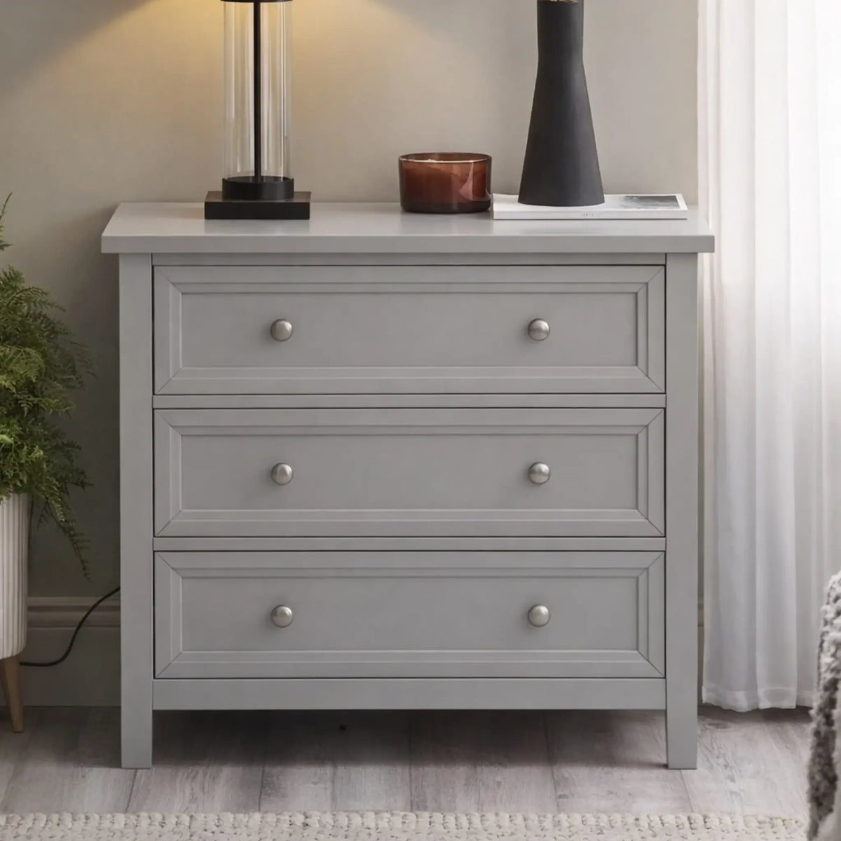Maine Grey Wooden 3-Drawer Chest