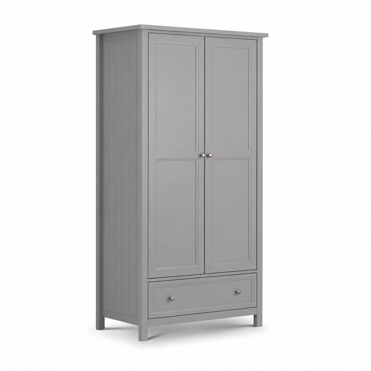 Maine Grey Wooden 2-Door Combination Wardrobe