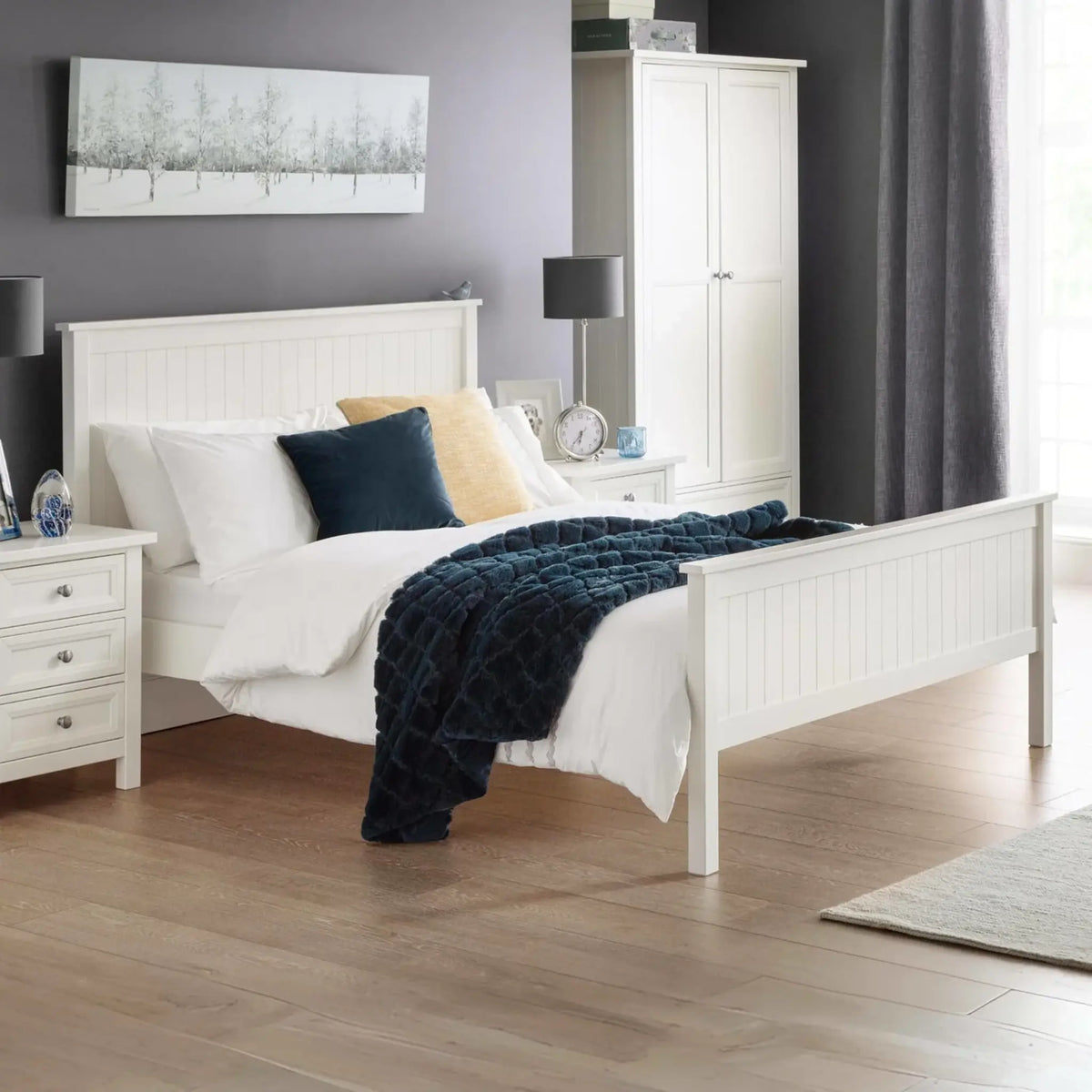 Maine White Wooden Bed