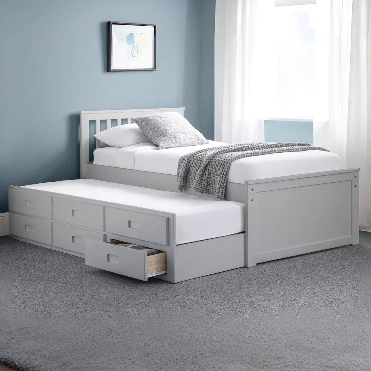Maisie Grey Wooden Storage Guest Bed