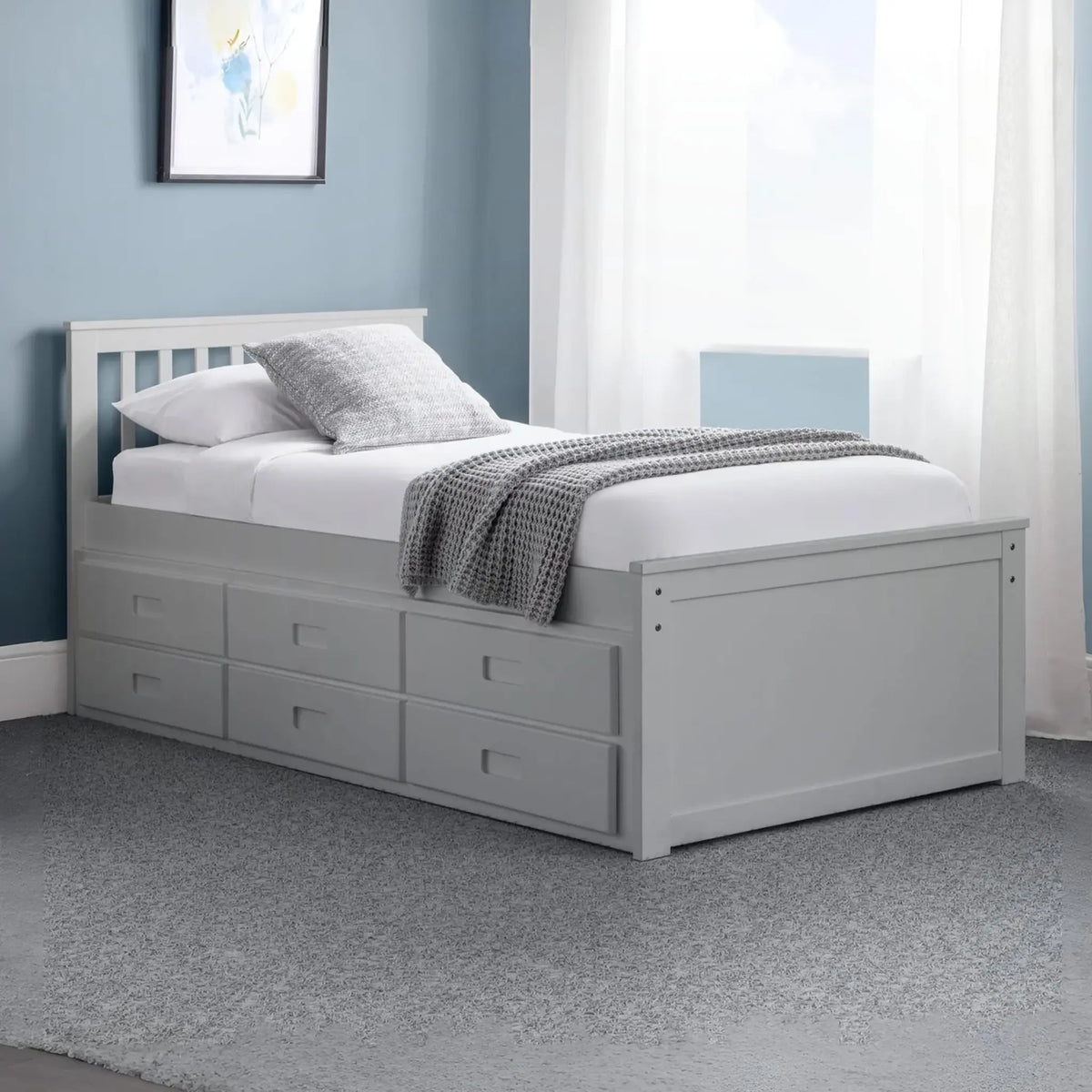 Maisie Grey Wooden Storage Guest Bed