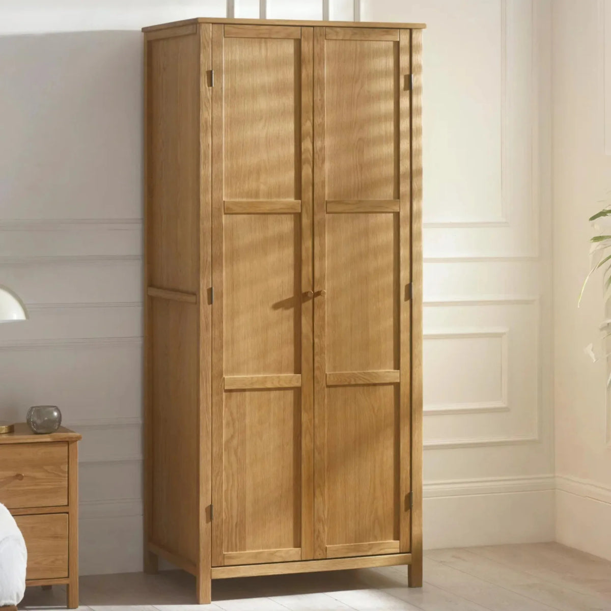 Coxmoor Oak 2-Door Wardrobe – front view with doors open