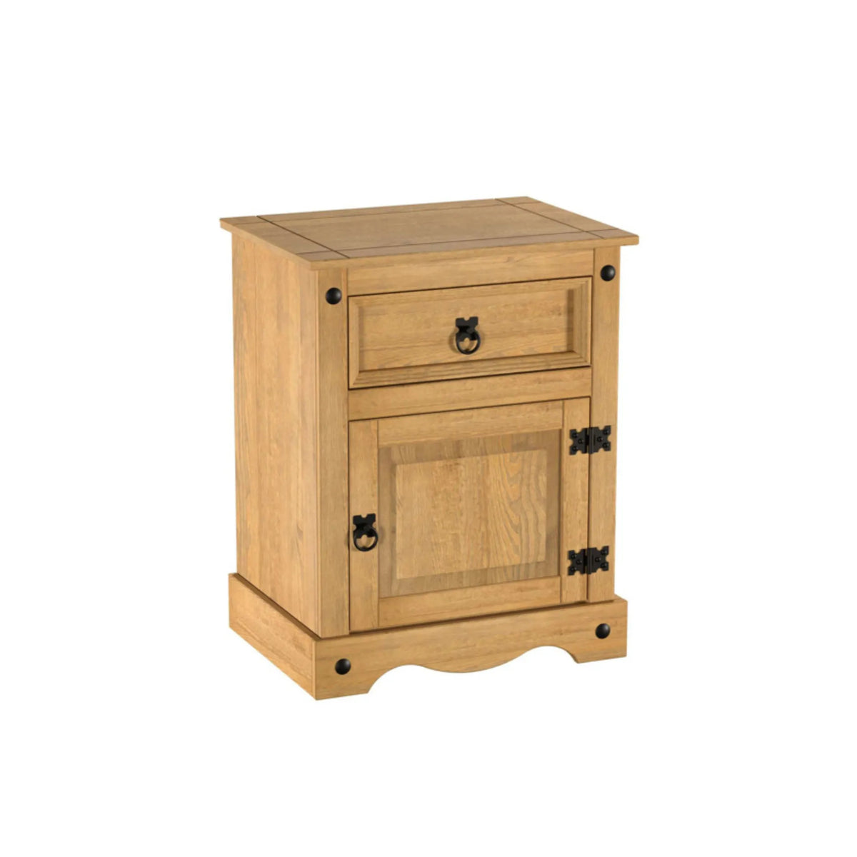 Corona Pine Drawer and Door Bedside Cabinet – studio isolated view