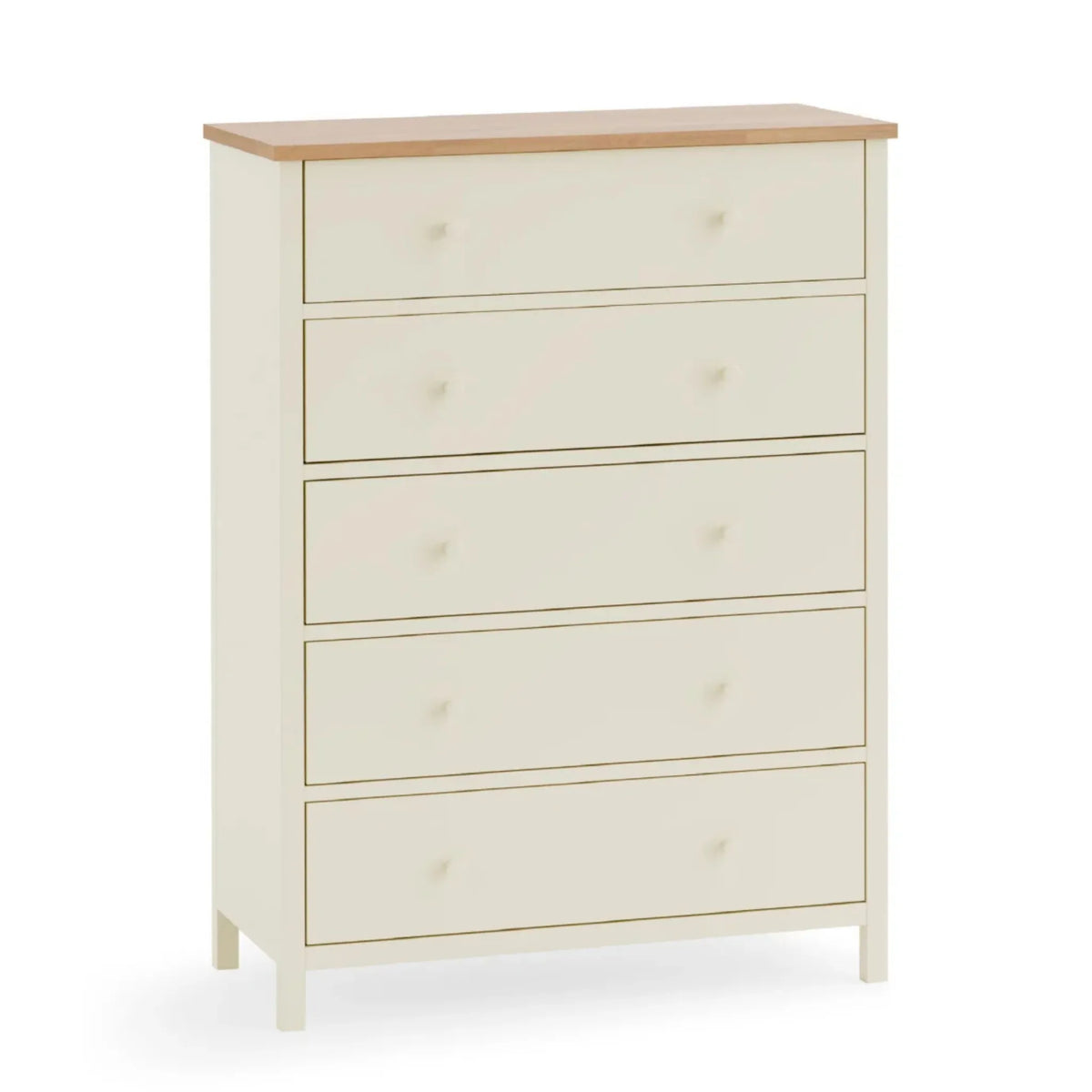 Coxmoor Ivory Wooden 5-Drawer Chest – side view showing drawers