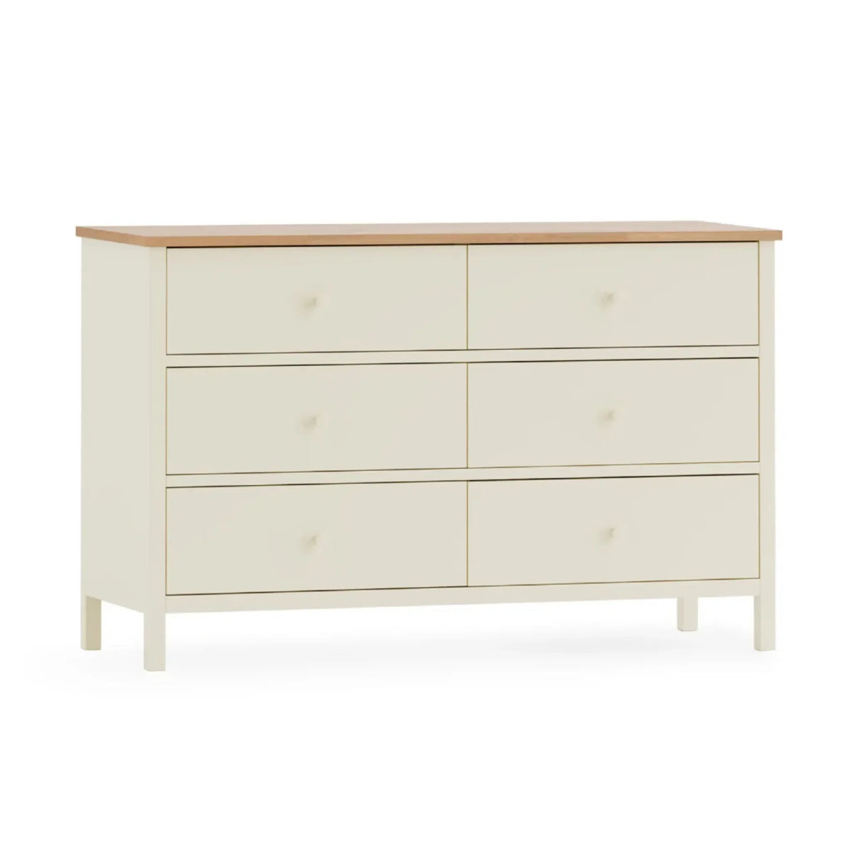 Coxmoor Ivory Wooden 6-Drawer Chest – full front view on white background