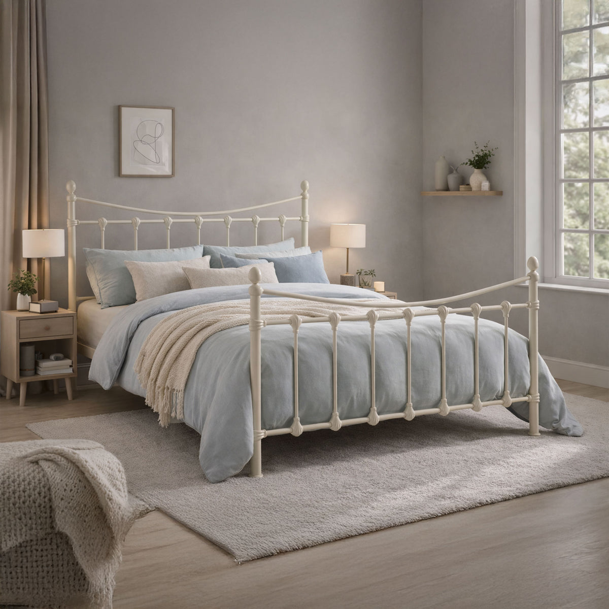 Manila Ivory Metal Bed Frame
