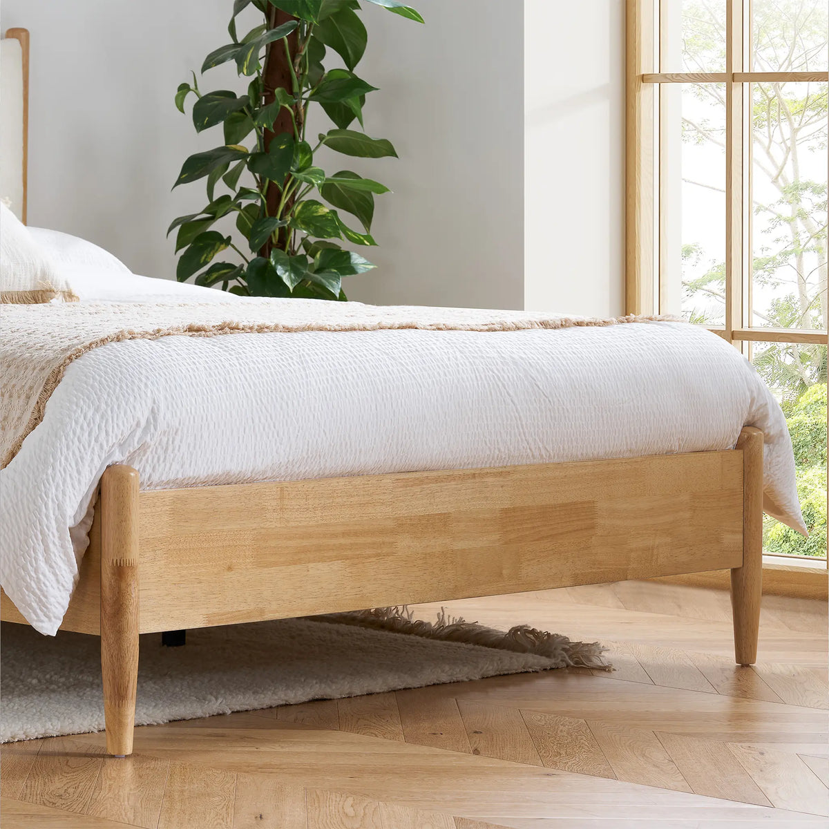 Marley White Linen Oak Bed