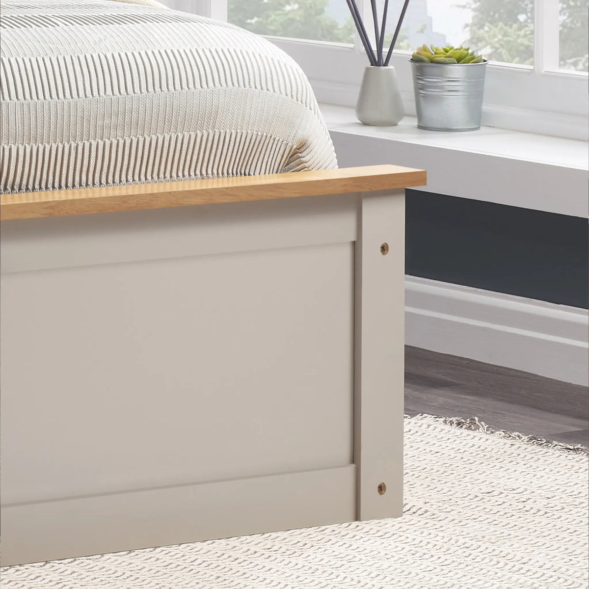 Phoenix Pearl Grey Wooden Ottoman Bed Frame