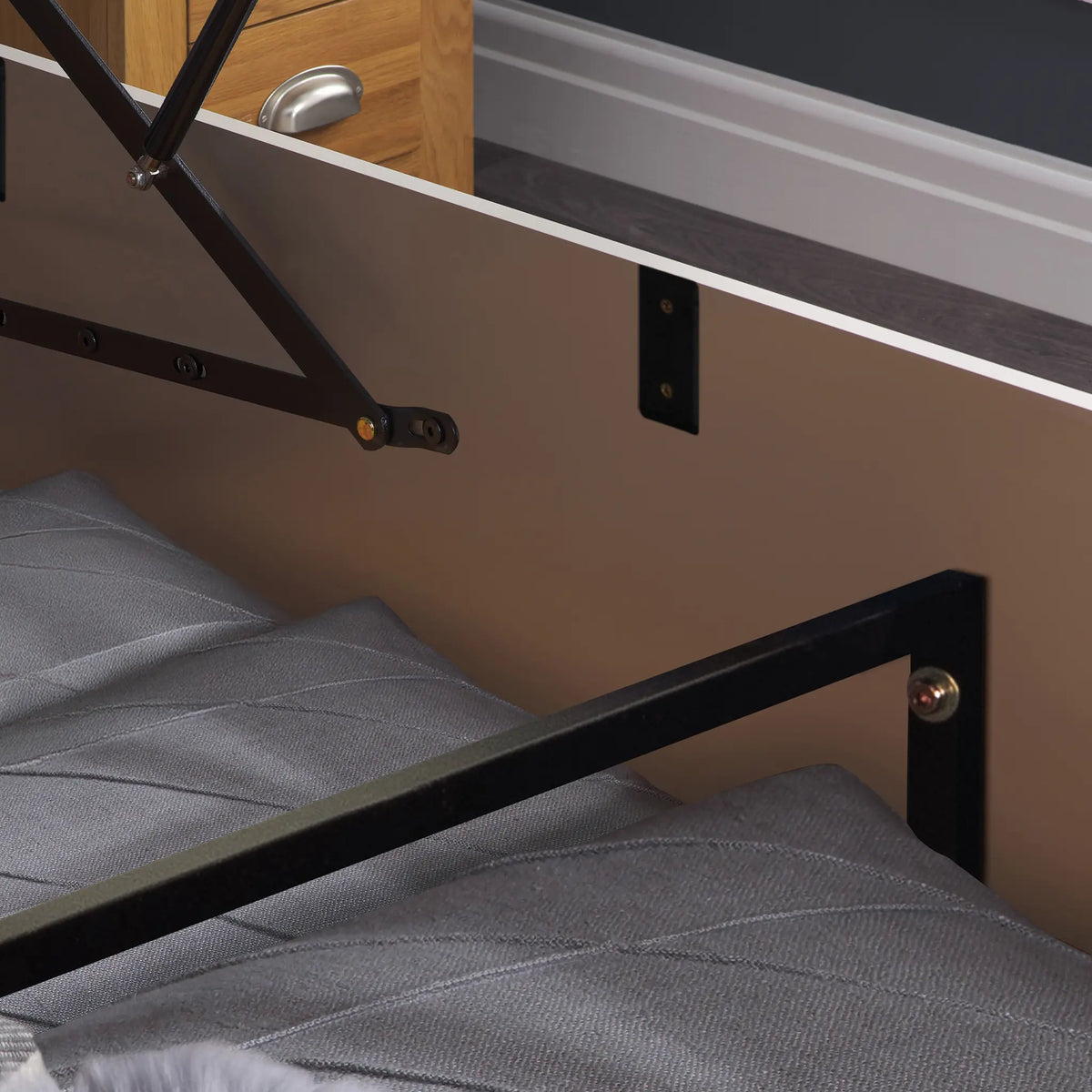 Phoenix Pearl Grey Wooden Ottoman Bed Frame