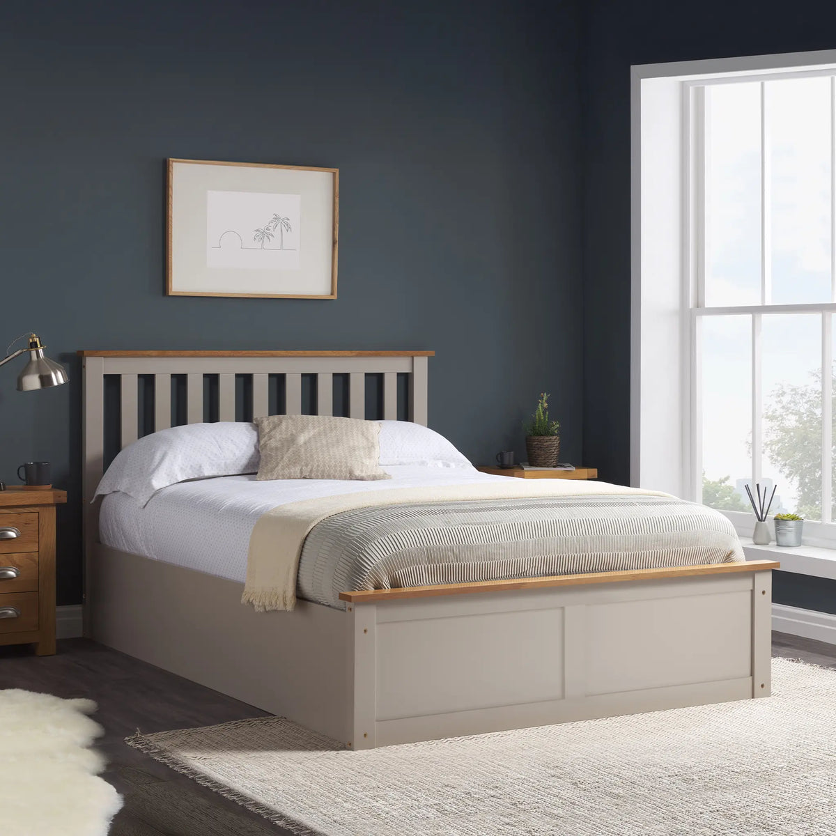 Phoenix Pearl Grey Wooden Ottoman Bed Frame