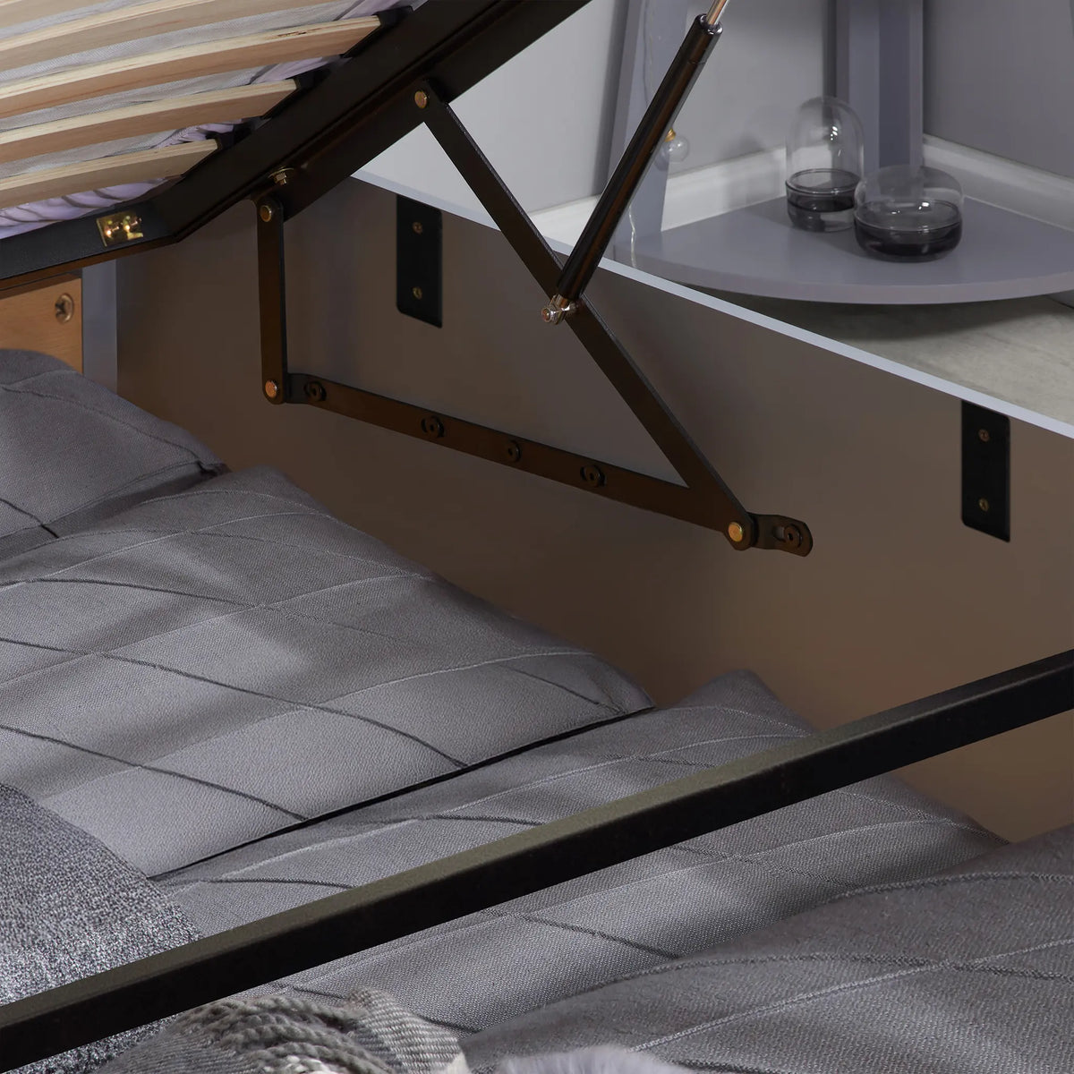 Phoenix Stone Grey Wooden Ottoman Bed Frame