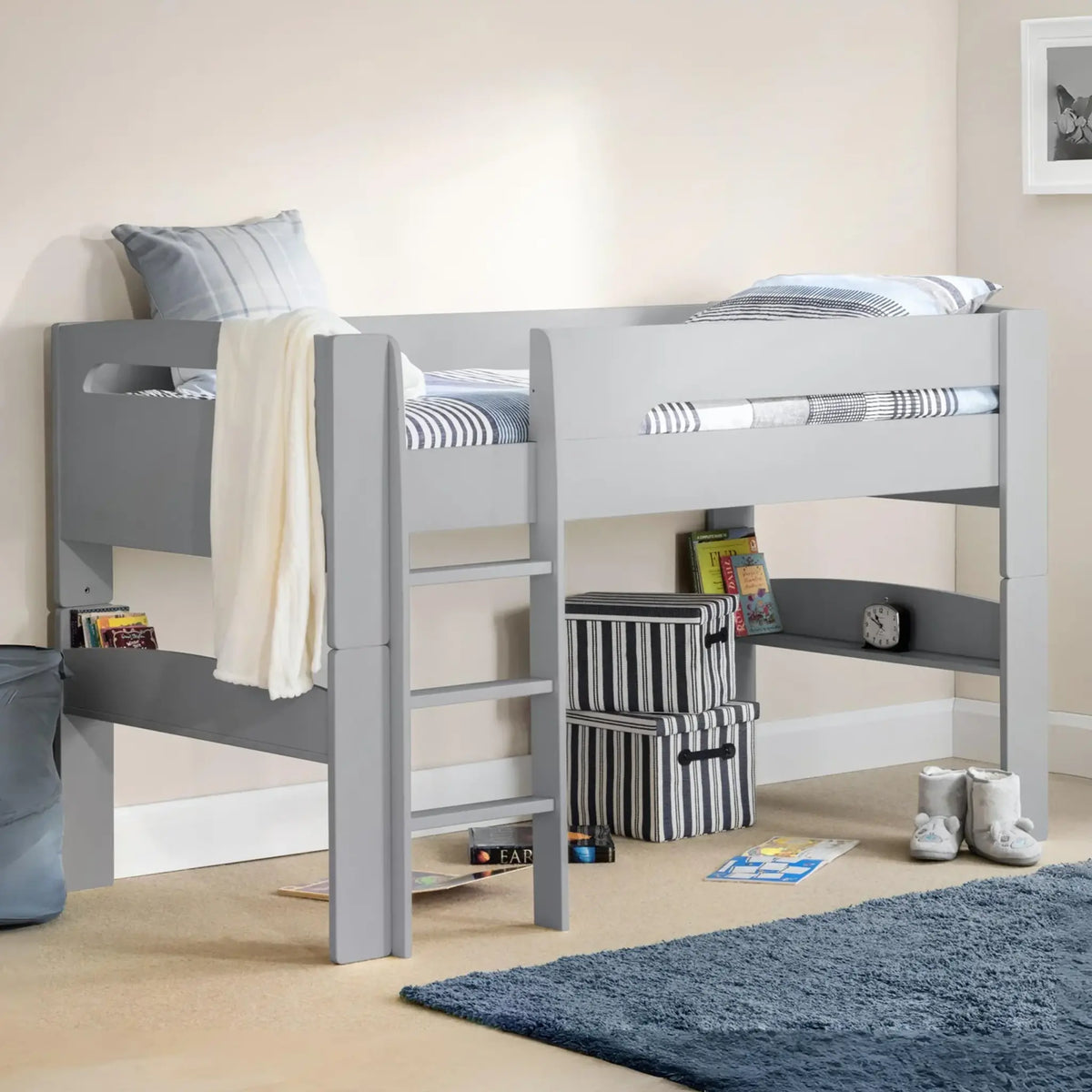 Pluto Grey Wooden Mid Sleeper Bed