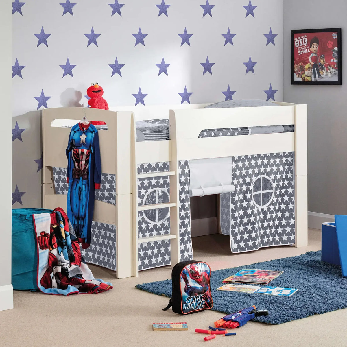 Pluto Cream Wooden Mid Sleeper Bed