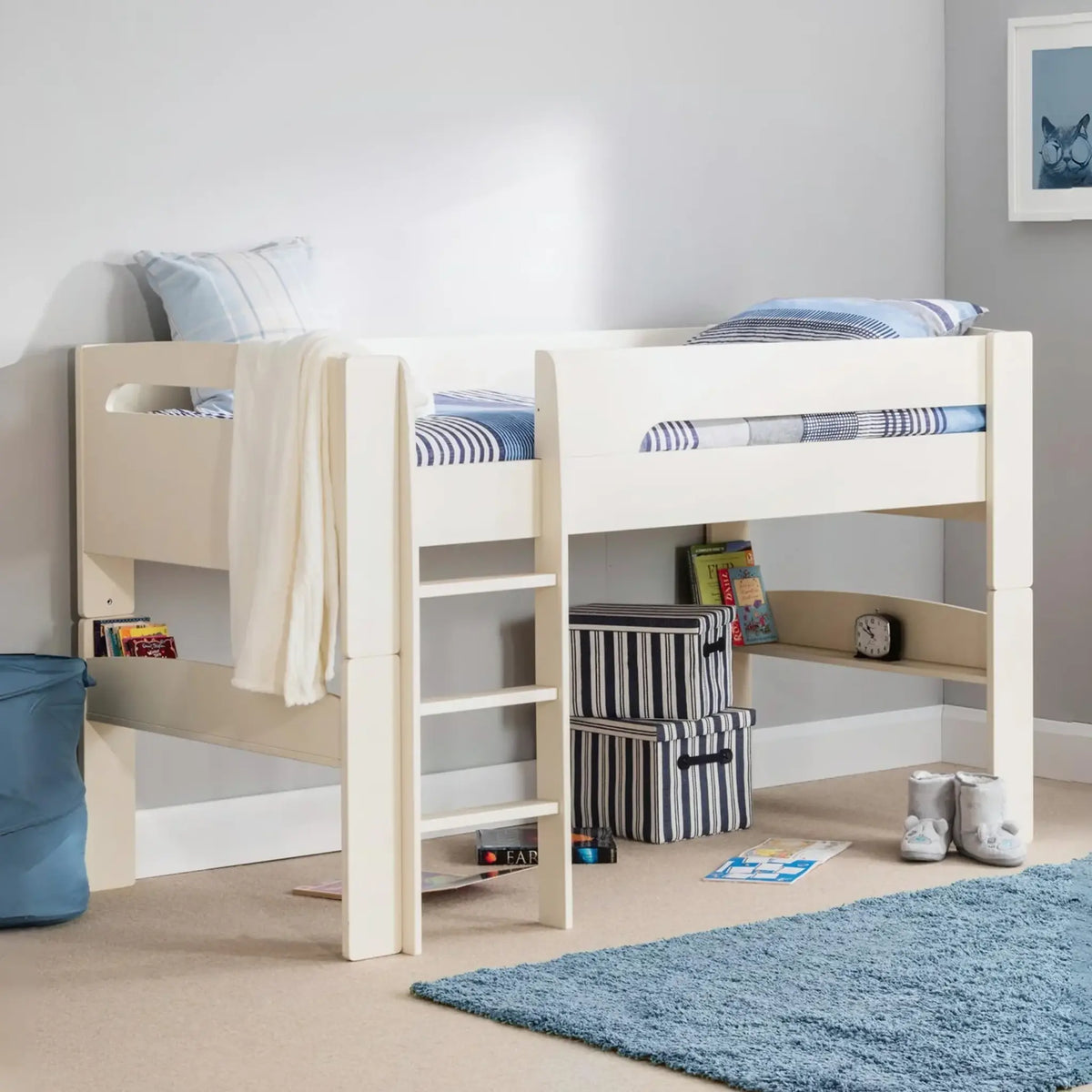 Pluto Cream Wooden Mid Sleeper Bed