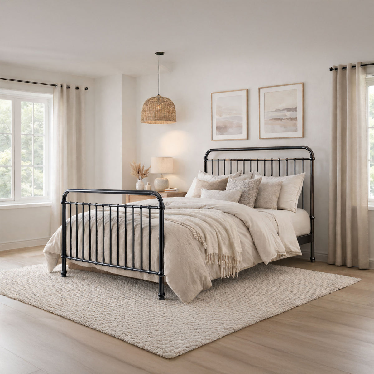 Riga Black Nickel Metal Bed Frame