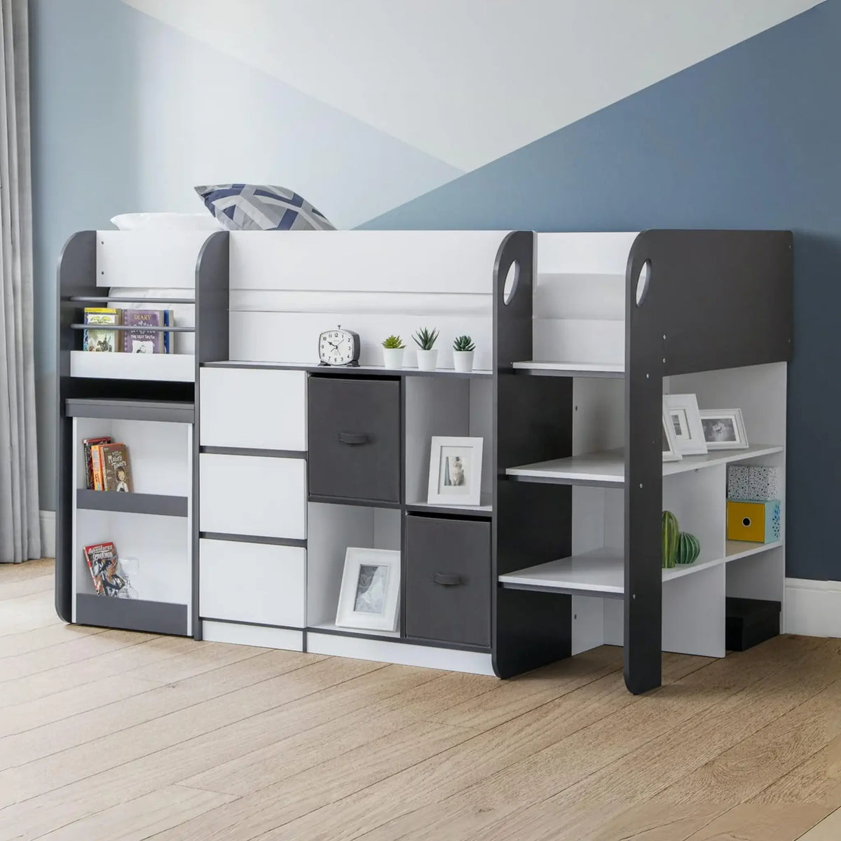 Saturn Dark Grey  Mid Sleeper Bed