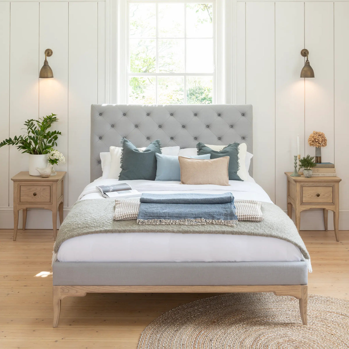 Toulon Grey Upholstered Wooden Bed