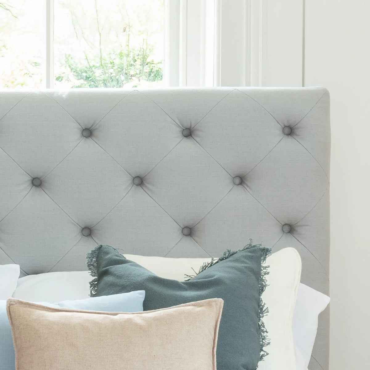 Toulon Grey Upholstered Wooden Bed