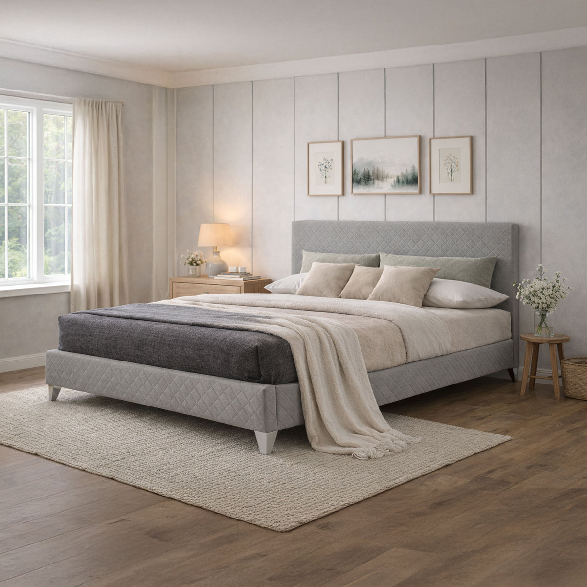 Tripoli Grey Fabric Bed Frame