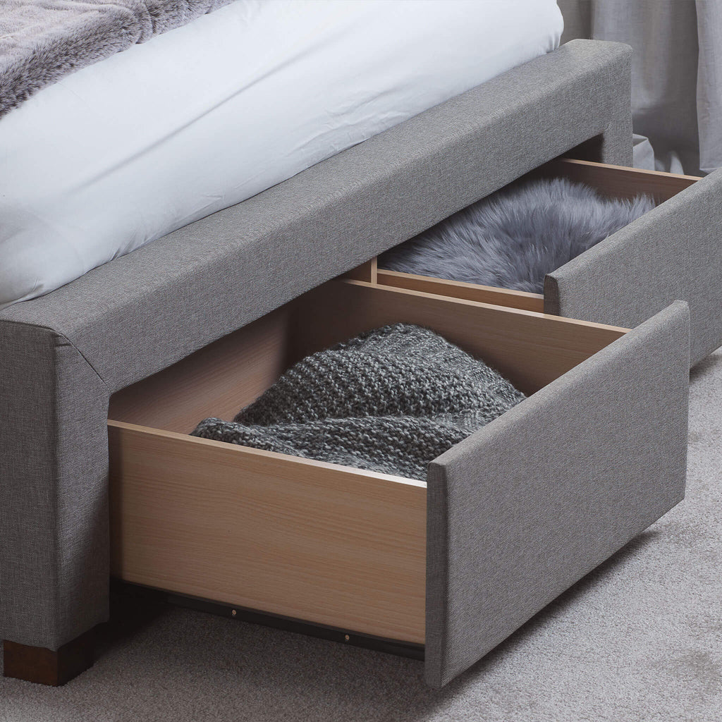 Valentino Grey 2 Drawer Fabric Bed Drawers