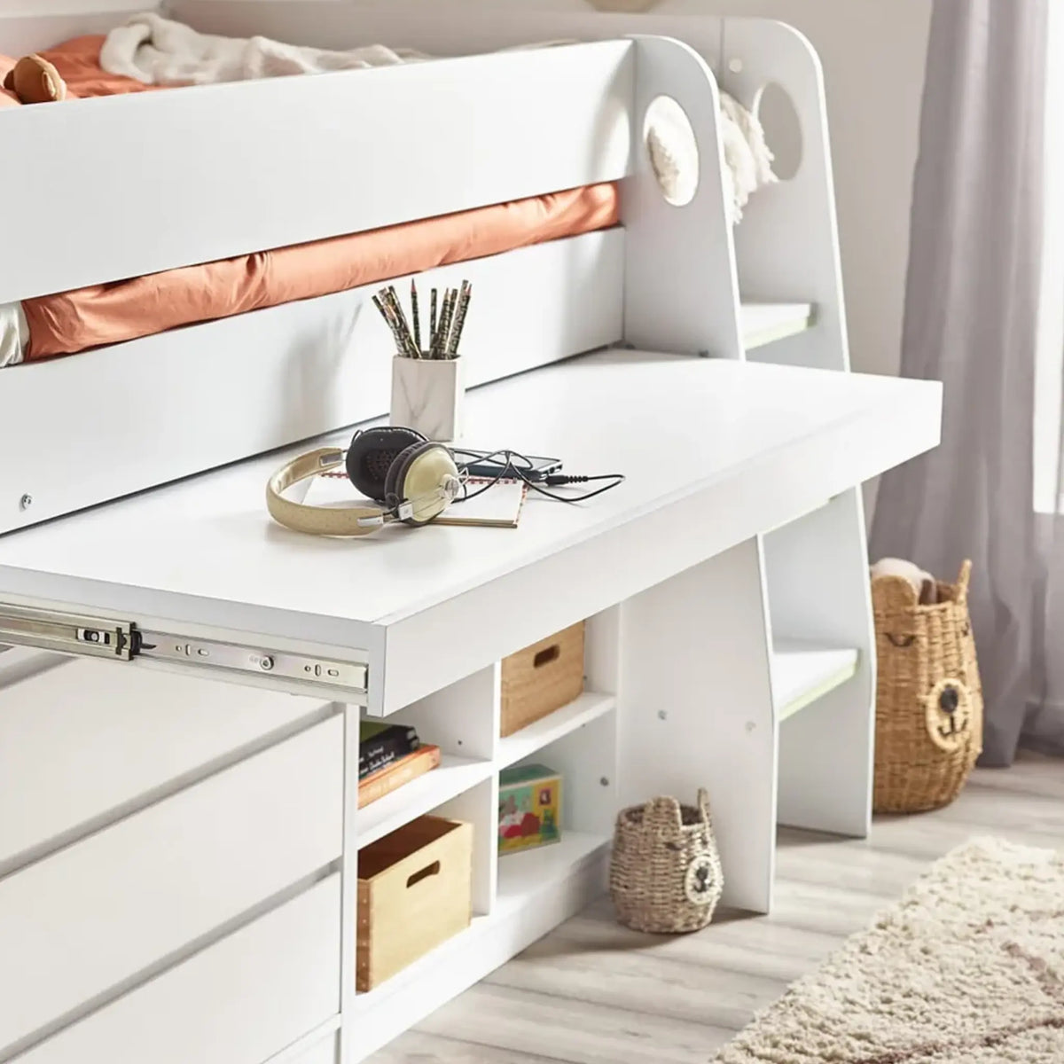Vespa White Wooden Mid Sleeper Bed