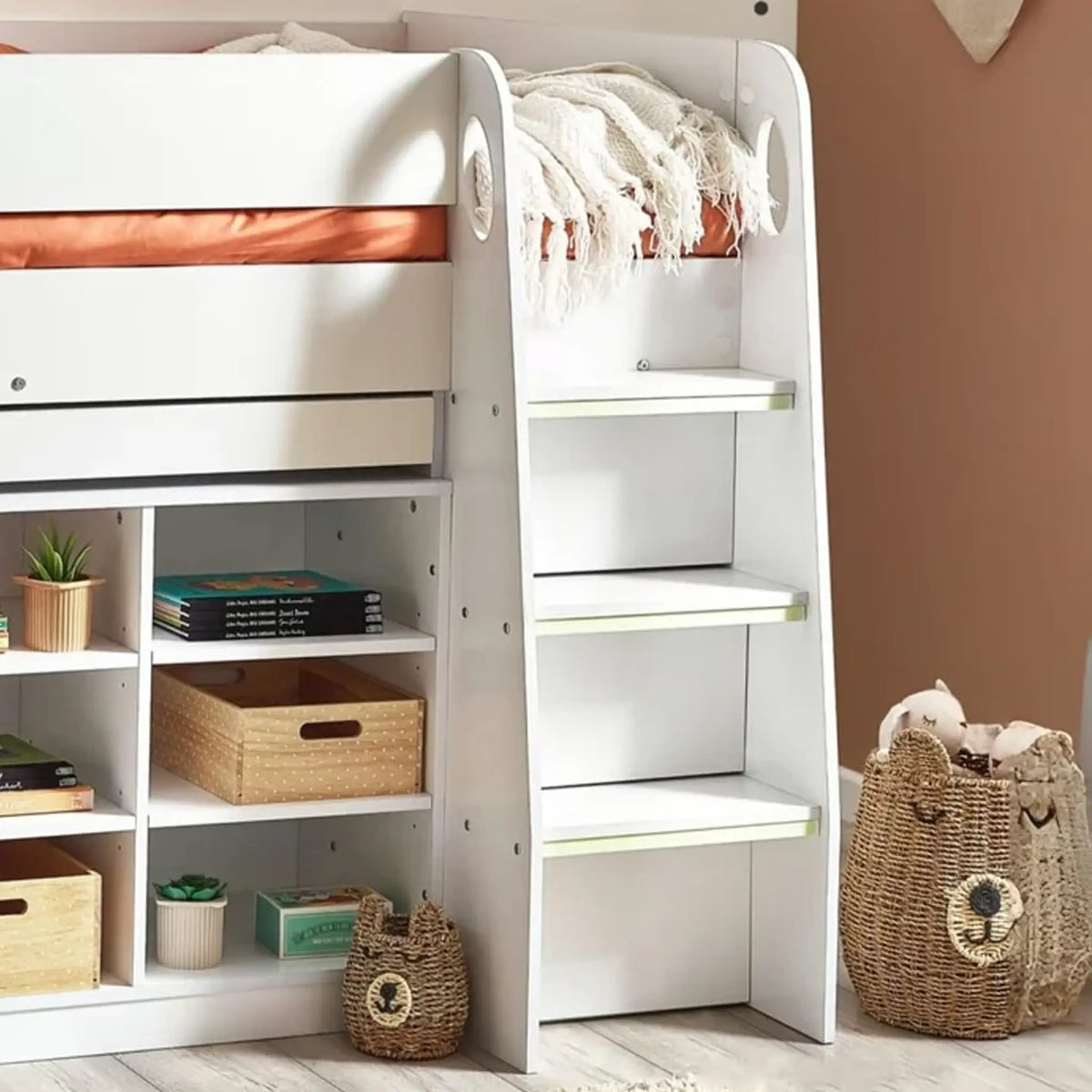 Vespa White Wooden Mid Sleeper Bed