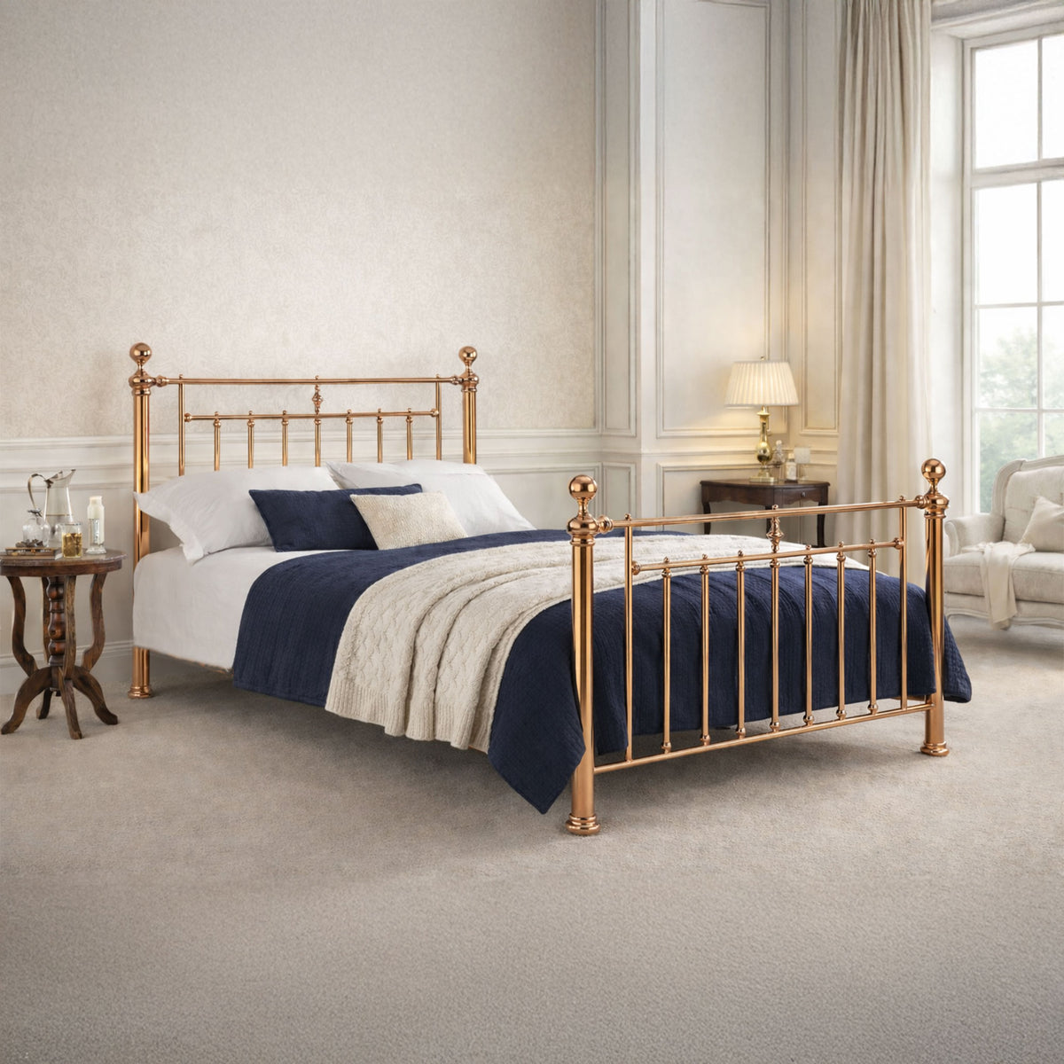 Vienna Rose Gold Metal Bed Frame