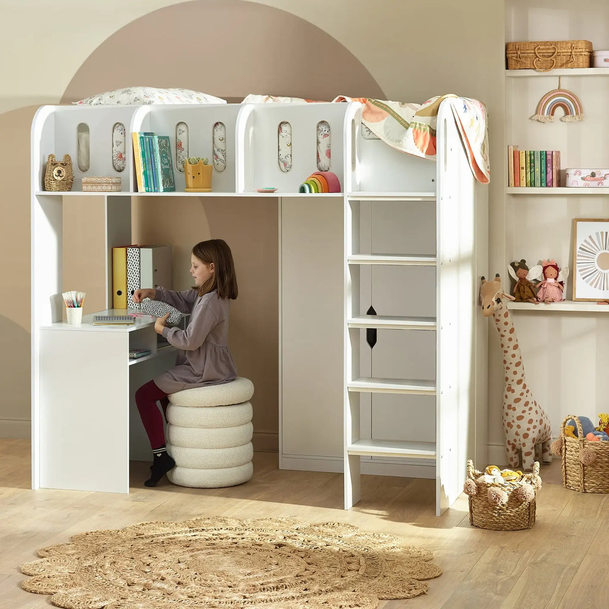 Vision White Wooden High Sleeper Bed