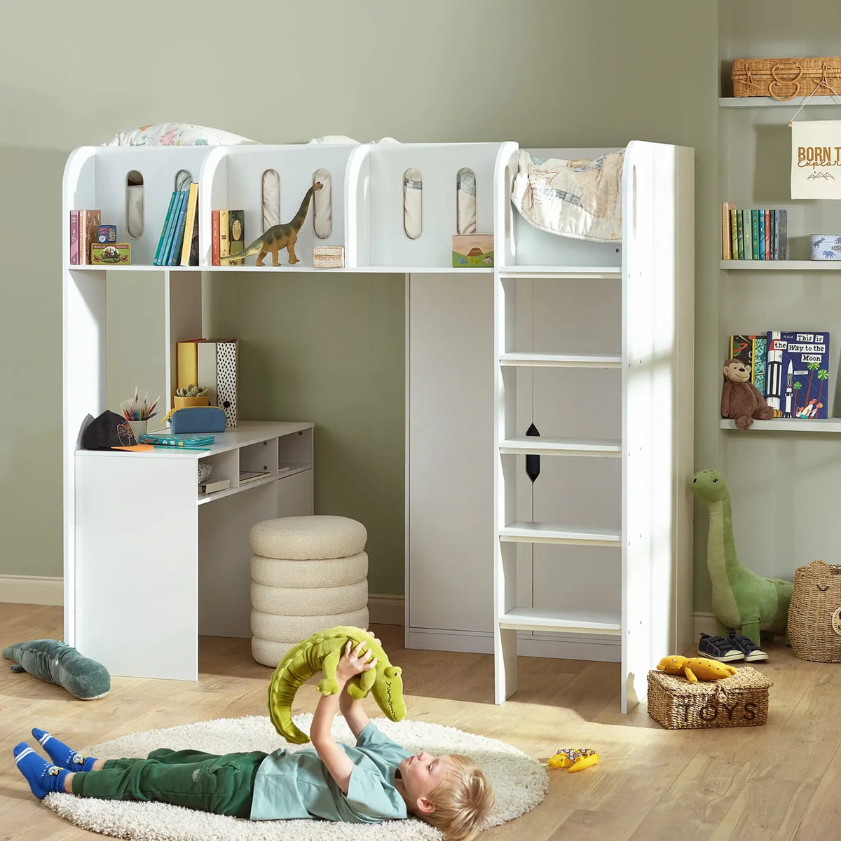 Vision White Wooden High Sleeper Bed