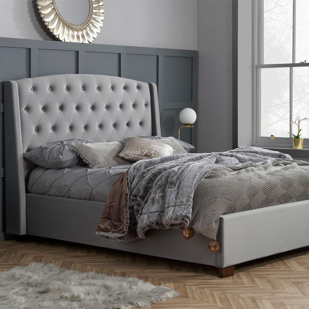 Balmoral Grey Velvet Bed Frame